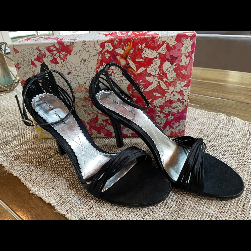Chinese Laundry Black Satin Willy Sandal NIB 9